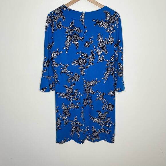 Draper James Womens Geranium Bell Sleeve Shift Dress Medium Blue Floral Stretch - Picture 7 of 9